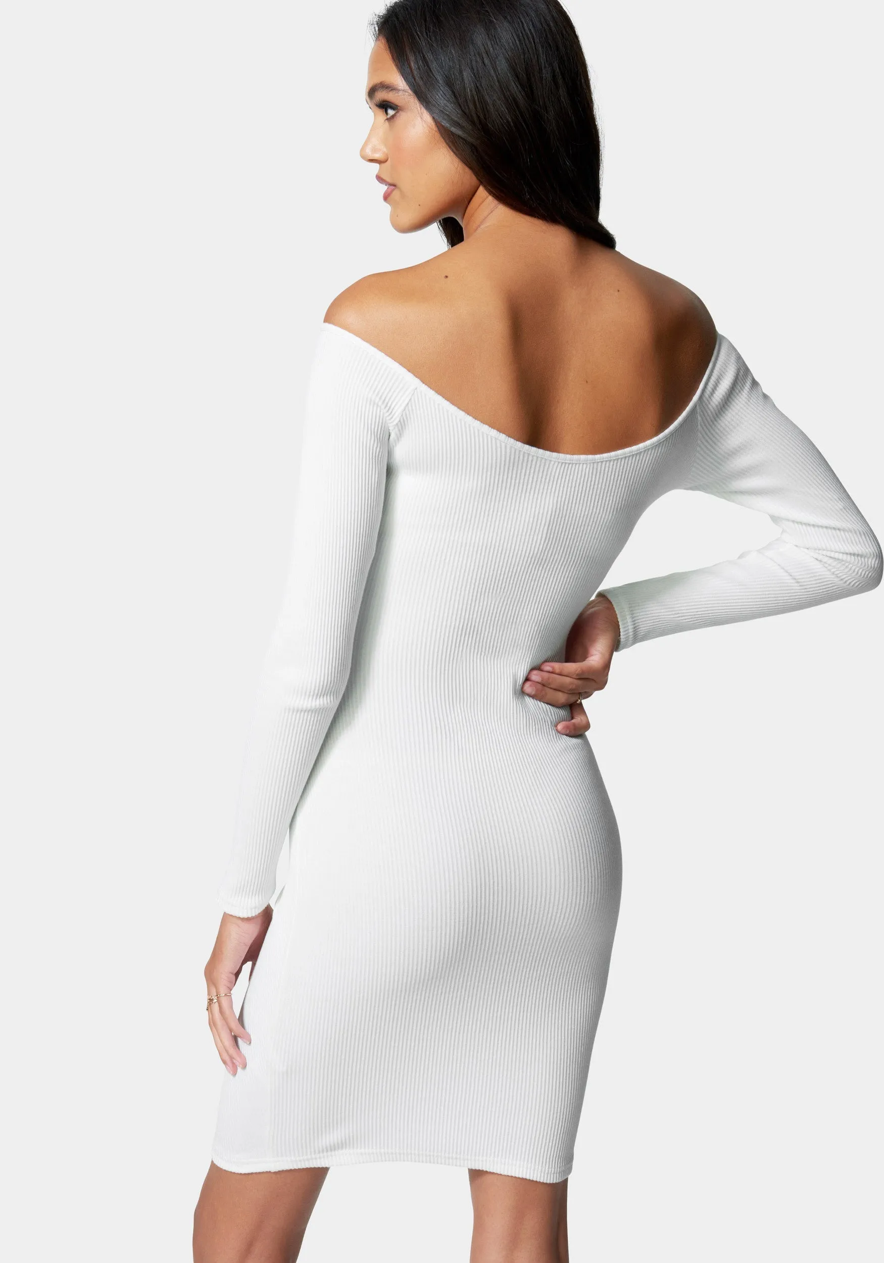 Rib Knit Snap Jersey Dress sold by Bebe product image thumbnail 3