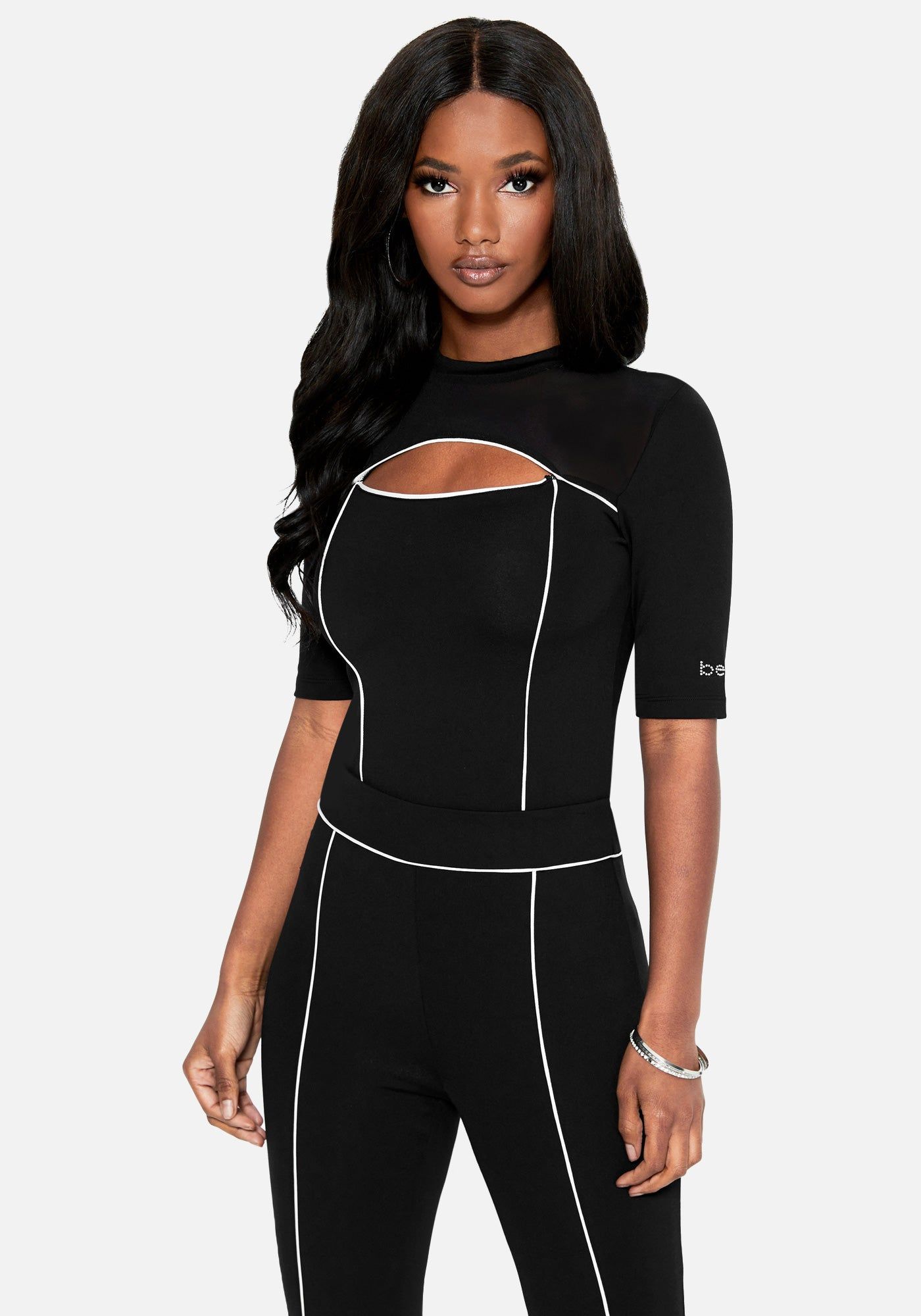 Eli Keyhole Mesh Top sold by Bebe