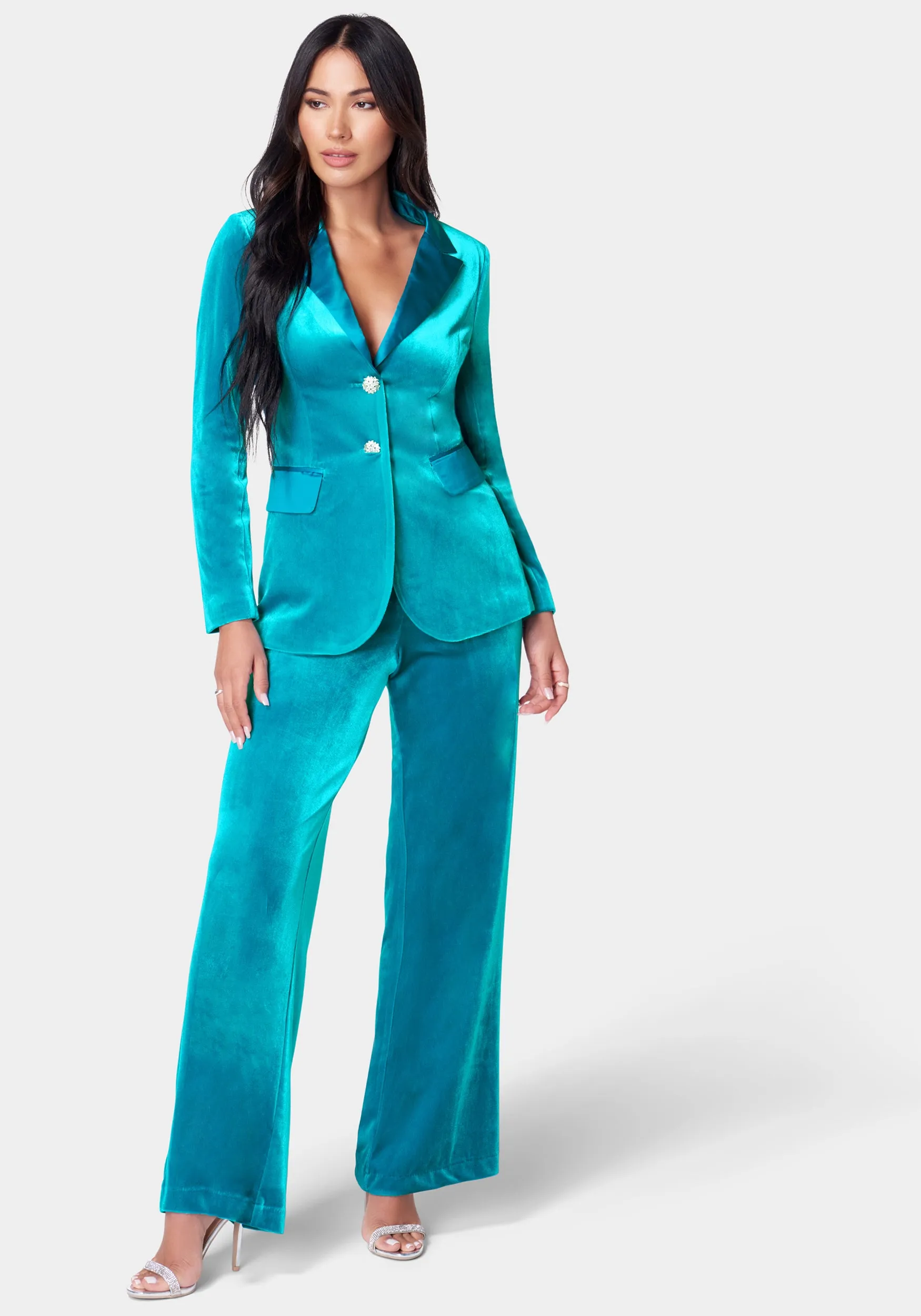 Satin Combo Tailored Velour Jacket sold by Bebe product image thumbnail 3