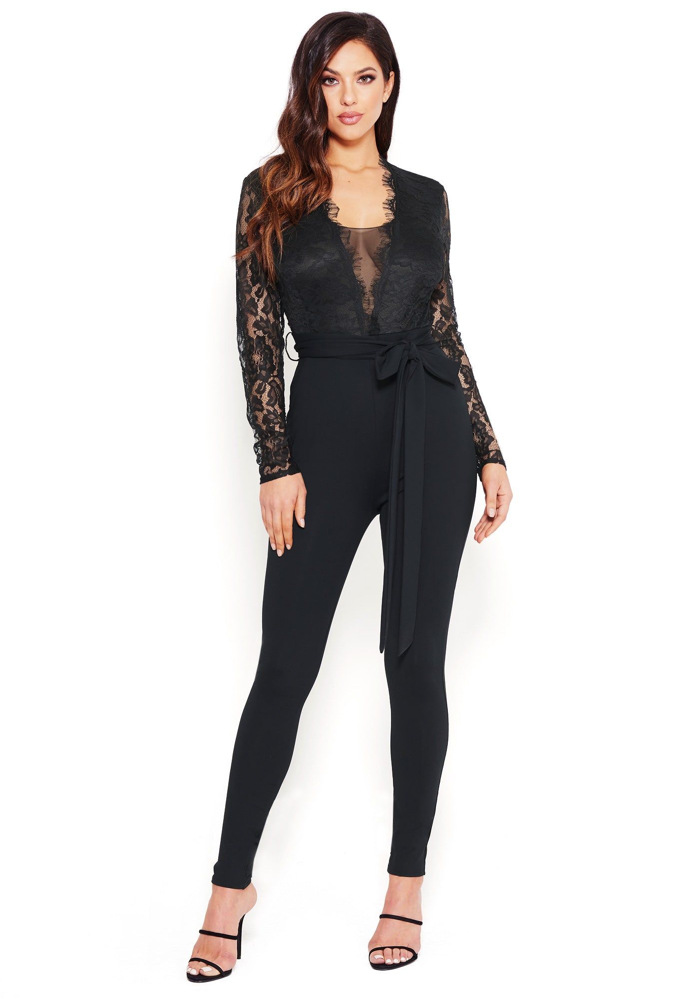 Lace Plunge Catsuit sold by Bebe