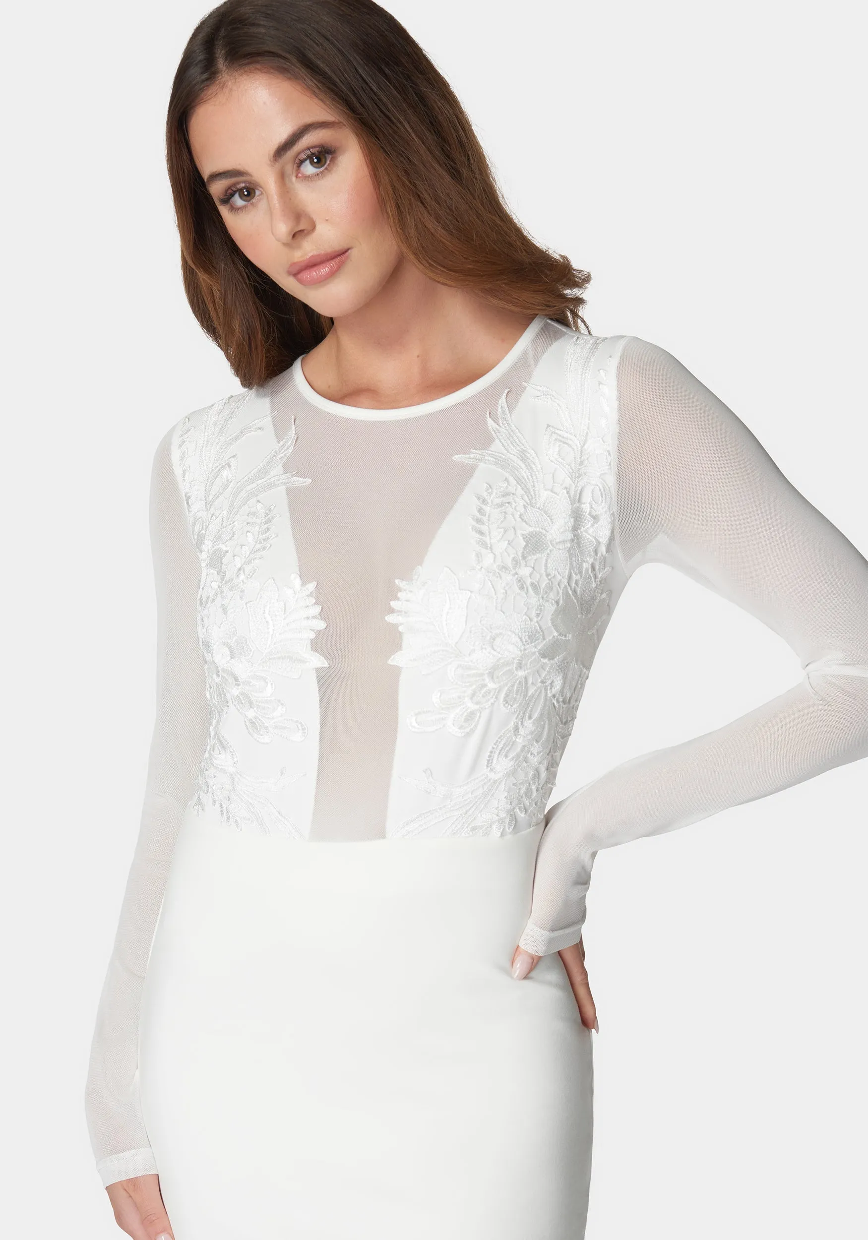 Mesh & Lace Illusion Dress sold by Bebe product image thumbnail 4