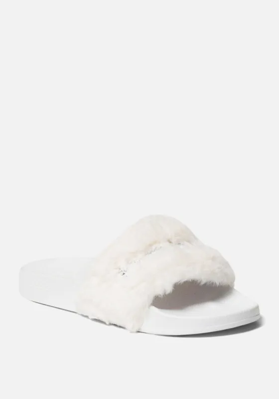 Furiosa Faux Fur Slides sold by Bebe