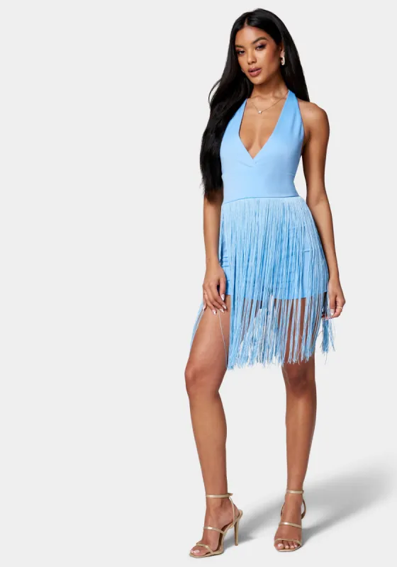 Knit Fringe Romper sold by Bebe