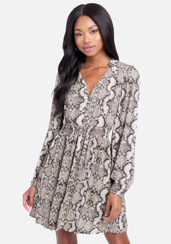 Smock Waist Flare Dress sold by Bebe