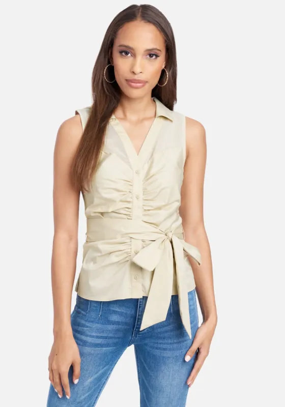 Chiffon Yoke Stretch Poplin Blouse sold by Bebe