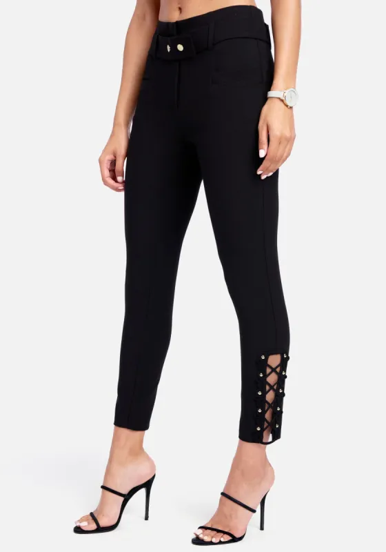 Stretch Twill Fitted Belted Pants sold by Bebe