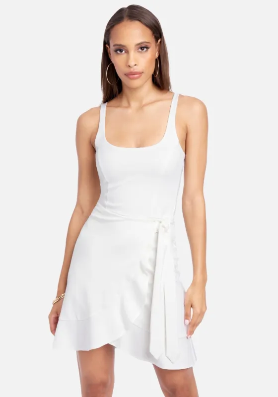 Square Neck Wrap Dress sold by Bebe