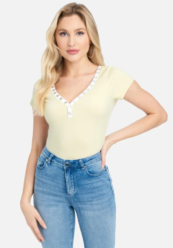 Cap Sleeve Deep V-Neck Top sold by Bebe