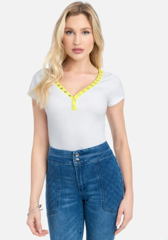 Cap Sleeve Deep V-Neck Top made by TC