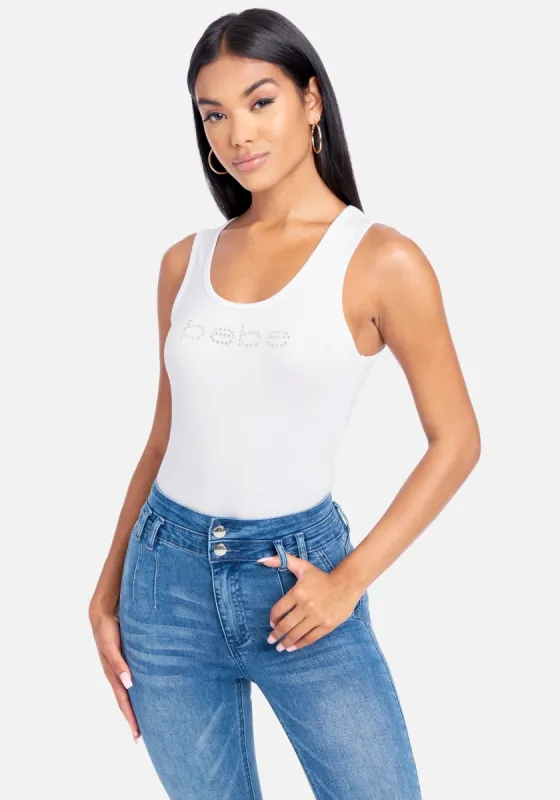 Crystal Logo Jersey Tank Top sold by Bebe