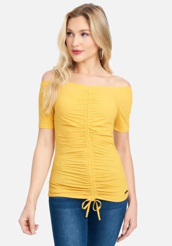 Off Shoulder Draw String Top sold by Bebe
