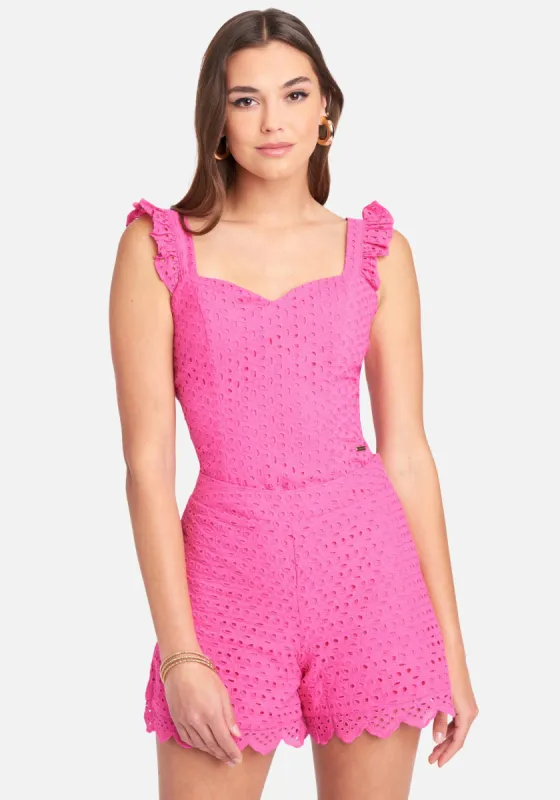 Eyelet Bustier Ruffle Strap Top sold by Bebe
