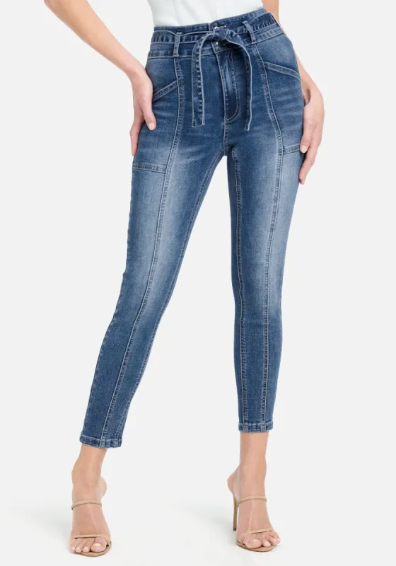 Hight Waist Tie Waist Seam Detail Jeans sold by Bebe