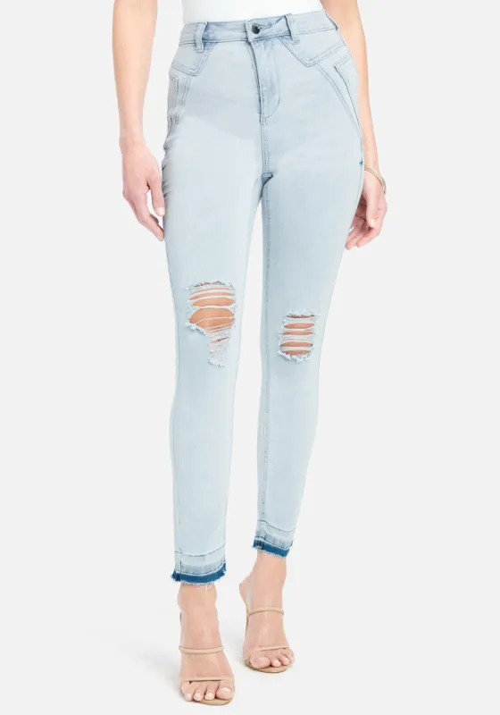 High Waist Pocket Detail Skinny Jeans sold by Bebe