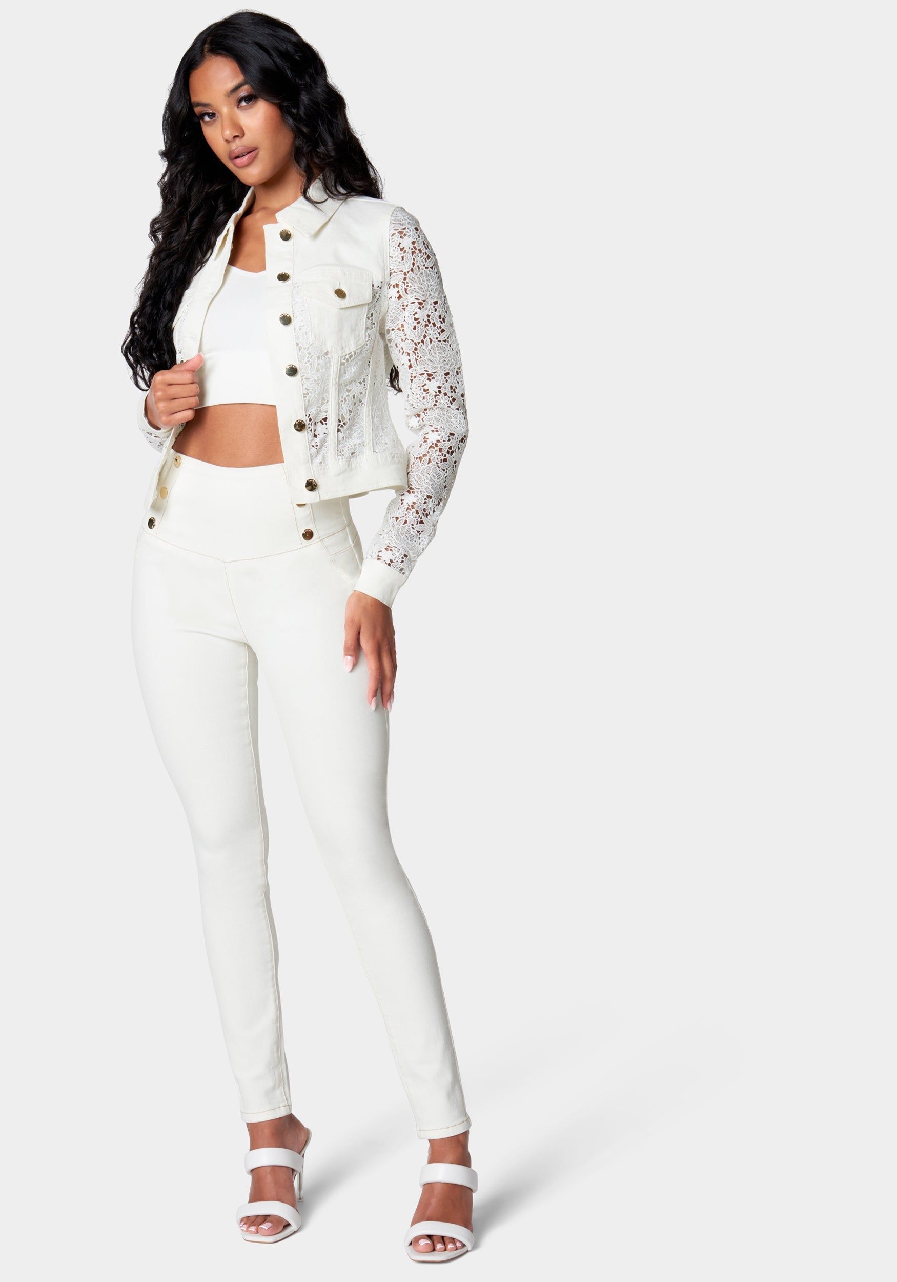 Super High Rise Snaps Detail Skinny Jeans sold by Bebe product image thumbnail 2