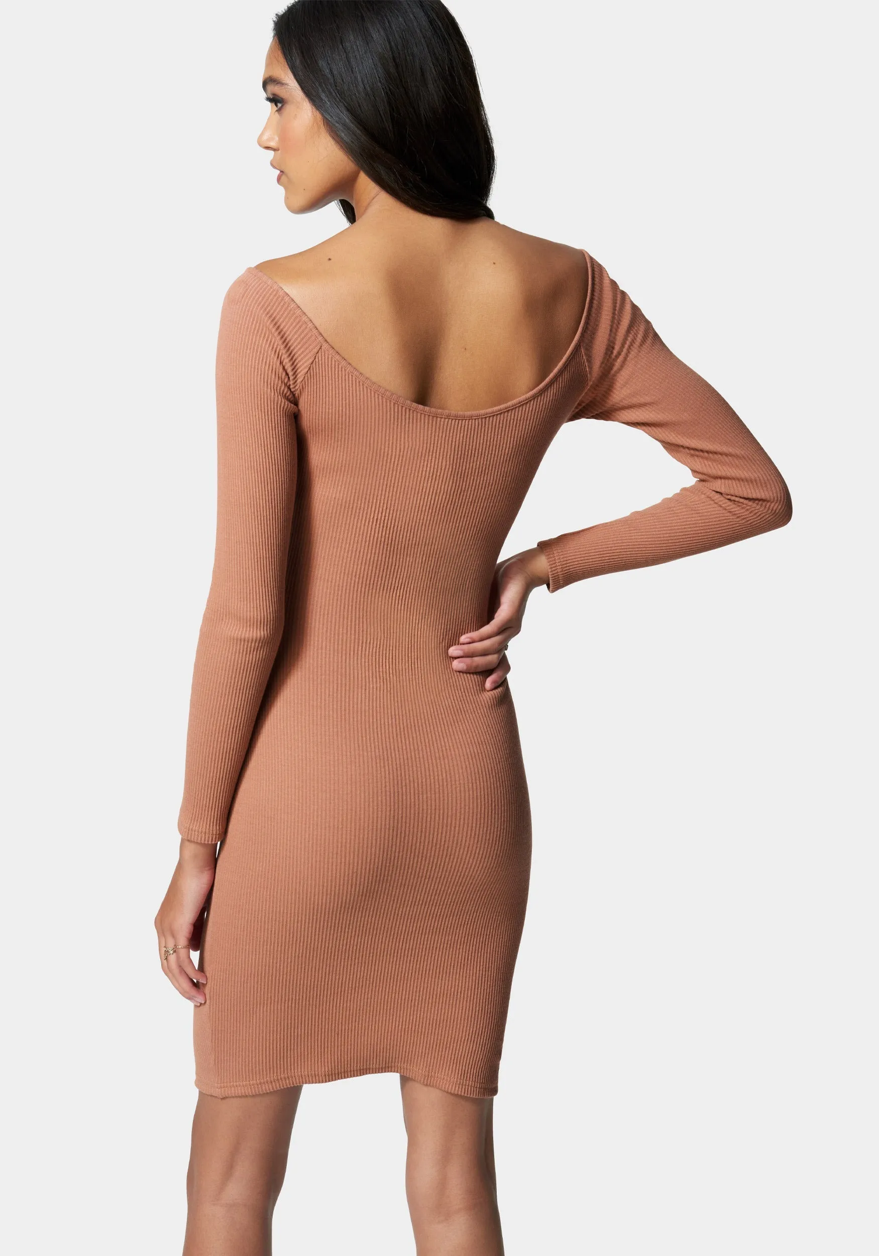 Rib Knit Snap Jersey Dress sold by Bebe product image thumbnail 3