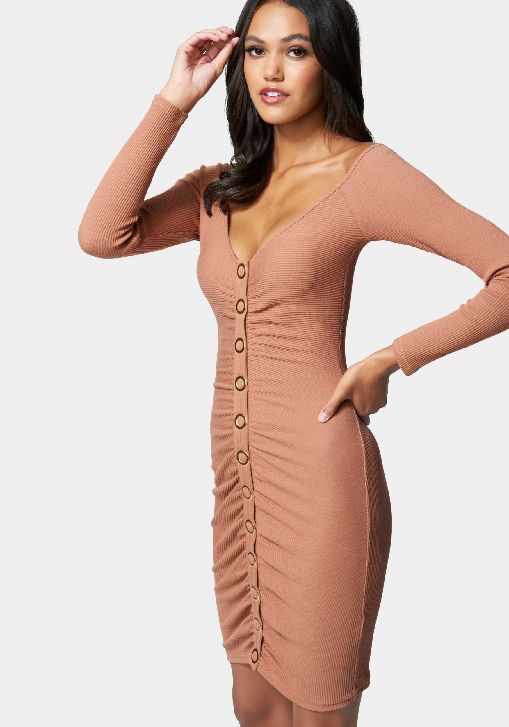 Rib Knit Snap Jersey Dress sold by Bebe product image thumbnail 2