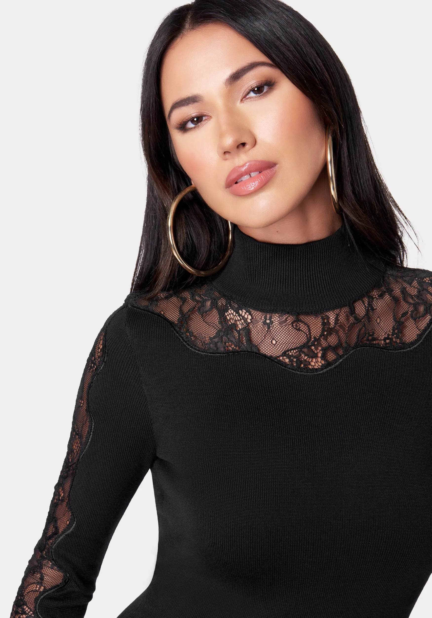 Lace Inset Sweater Dress sold by Bebe product image thumbnail 4