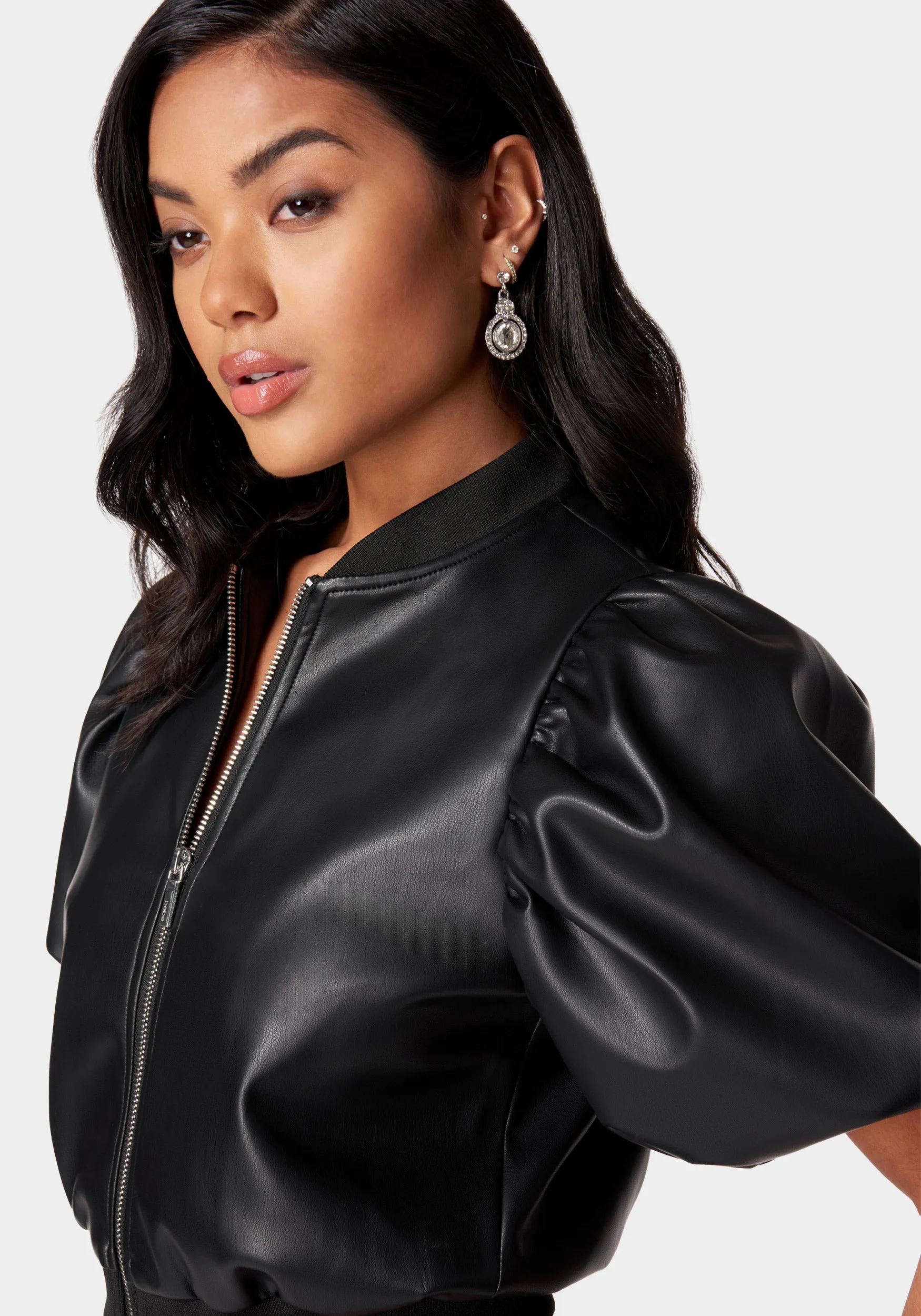 Vegan Leather Zip Front Jacket sold by Bebe product image thumbnail 4