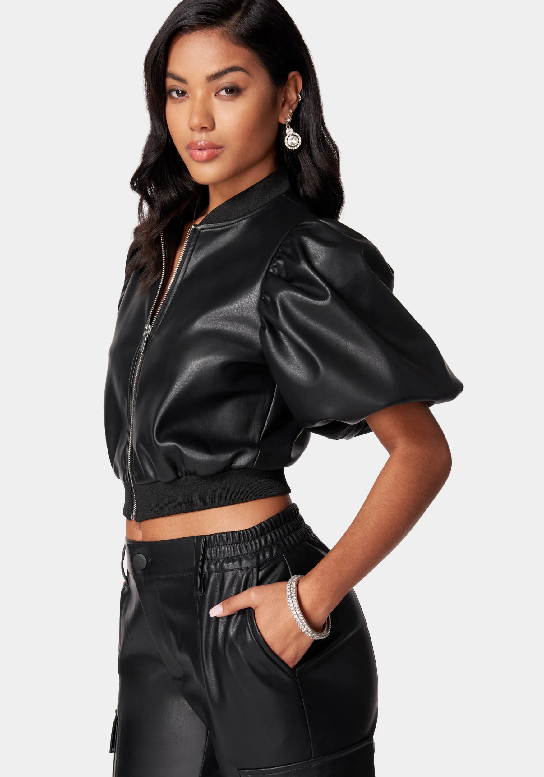 Vegan Leather Zip Front Jacket sold by Bebe product image thumbnail 2