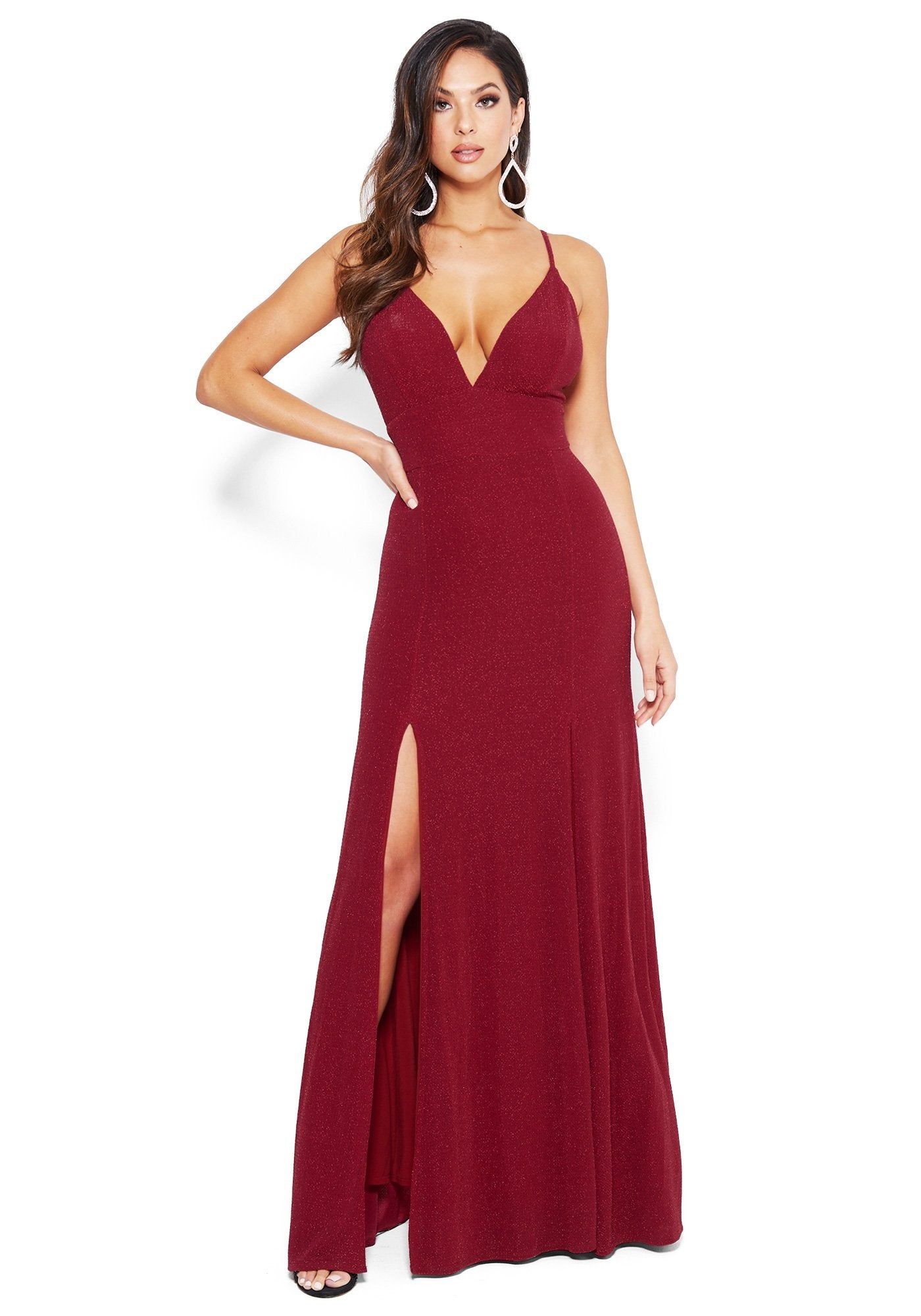 Metallic Double Slit Gown sold by Bebe