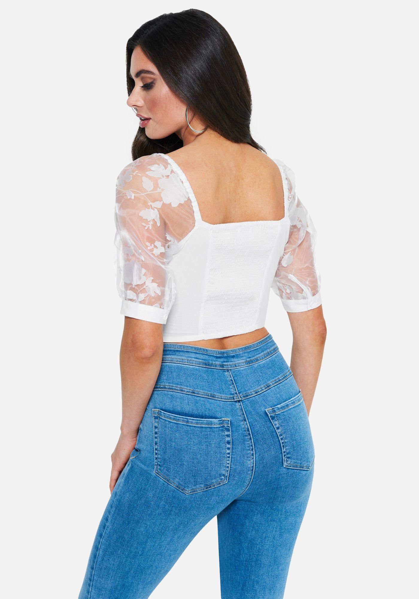 Poplin Organza Print Sleeve Top sold by Bebe product image thumbnail 3