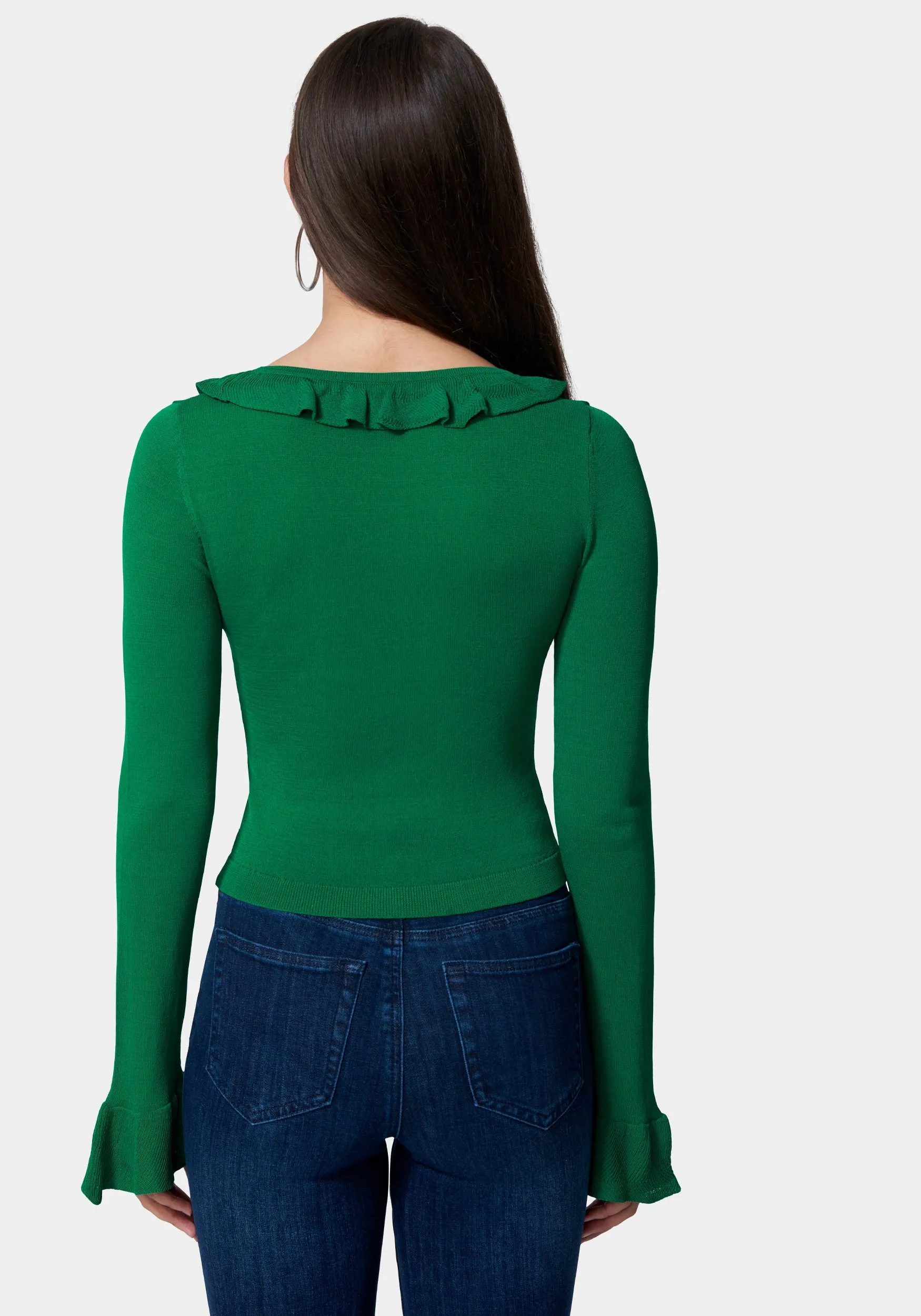 Ruffle Cropped Sweater Cardigan sold by Bebe product image thumbnail 3