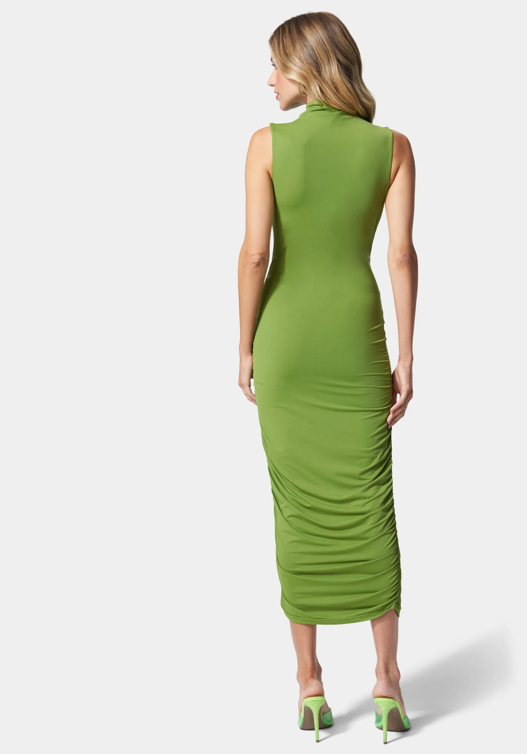 Mock Neck Shirred Midi Dress sold by Bebe product image thumbnail 3