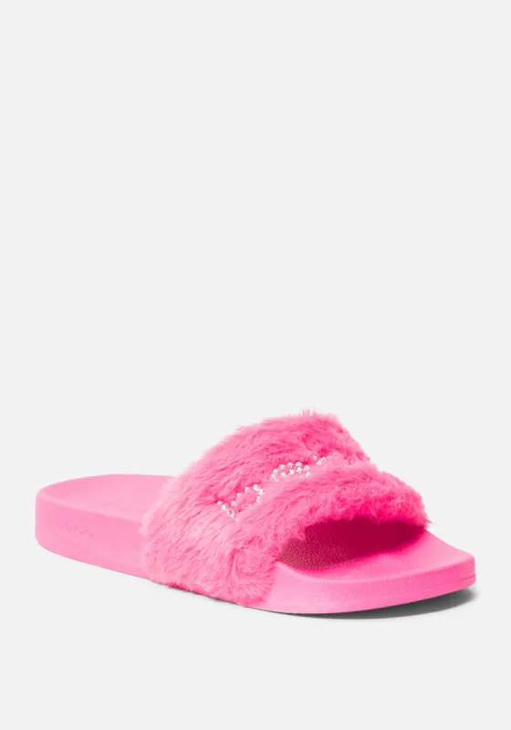 Furiosa Faux Fur Slides sold by Bebe