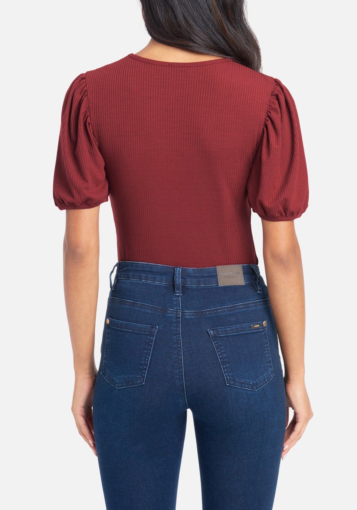 Puff Sleeve Rib Knit Top sold by Bebe product image thumbnail 3