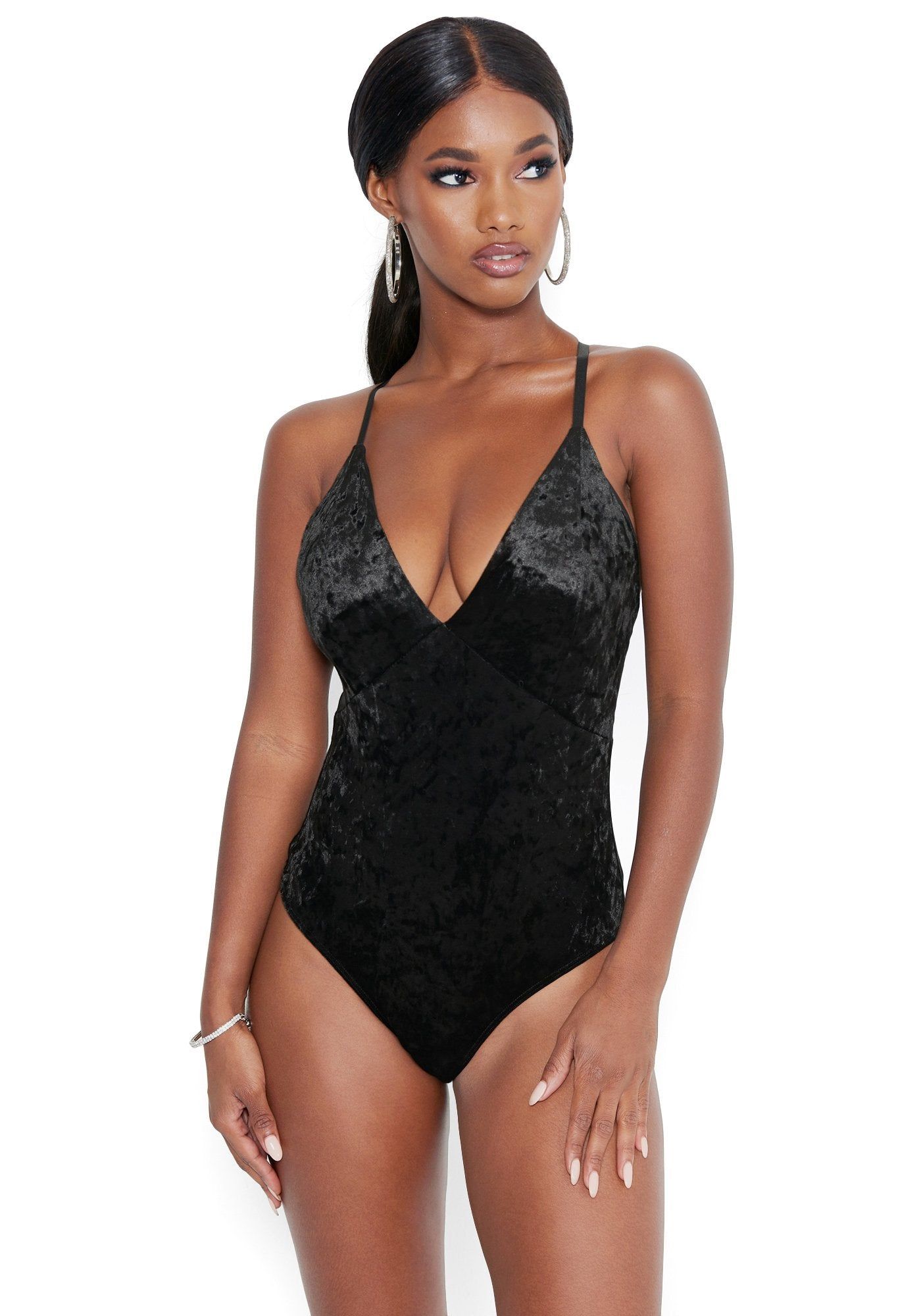 Crushed Velvet Plunge Bodysuit sold by Bebe product image thumbnail 3
