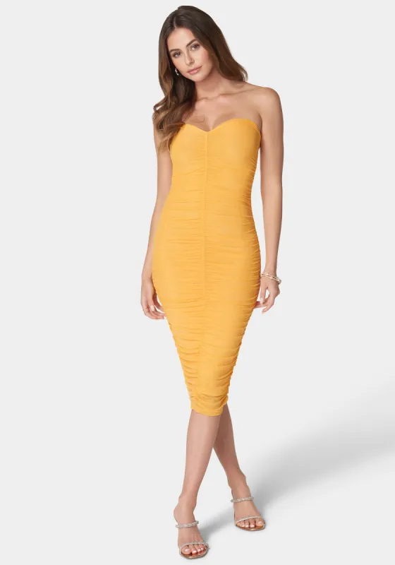 Strapless Sparkle Mesh Dress sold by Bebe