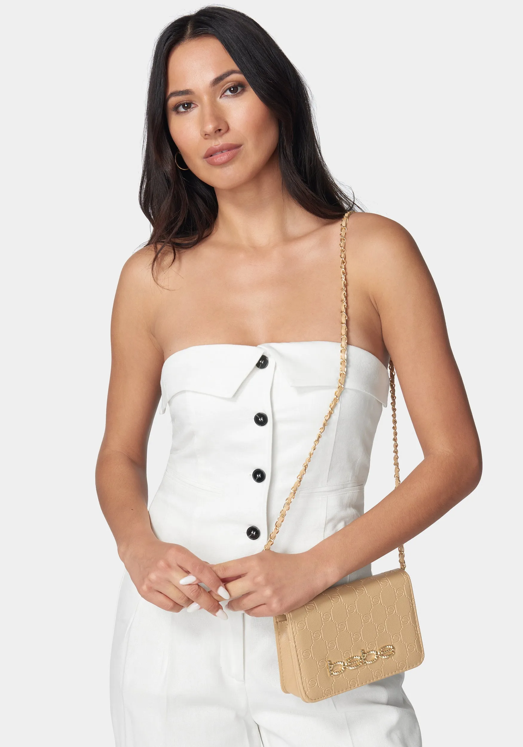 Celia Monogram Flap Crossbody sold by Bebe