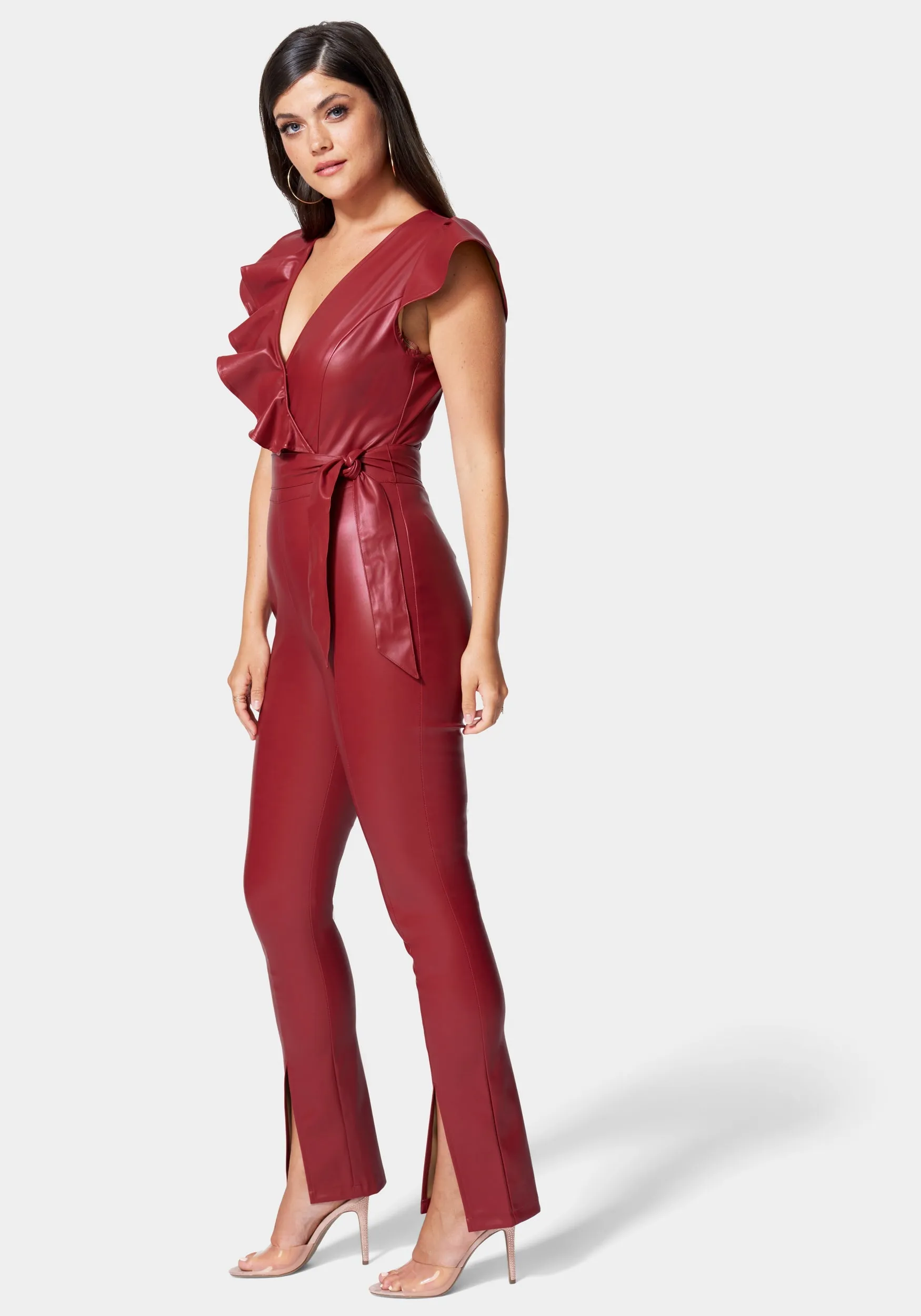Vegan Leather Ruffle Jumpsuit sold by Bebe product image thumbnail 2
