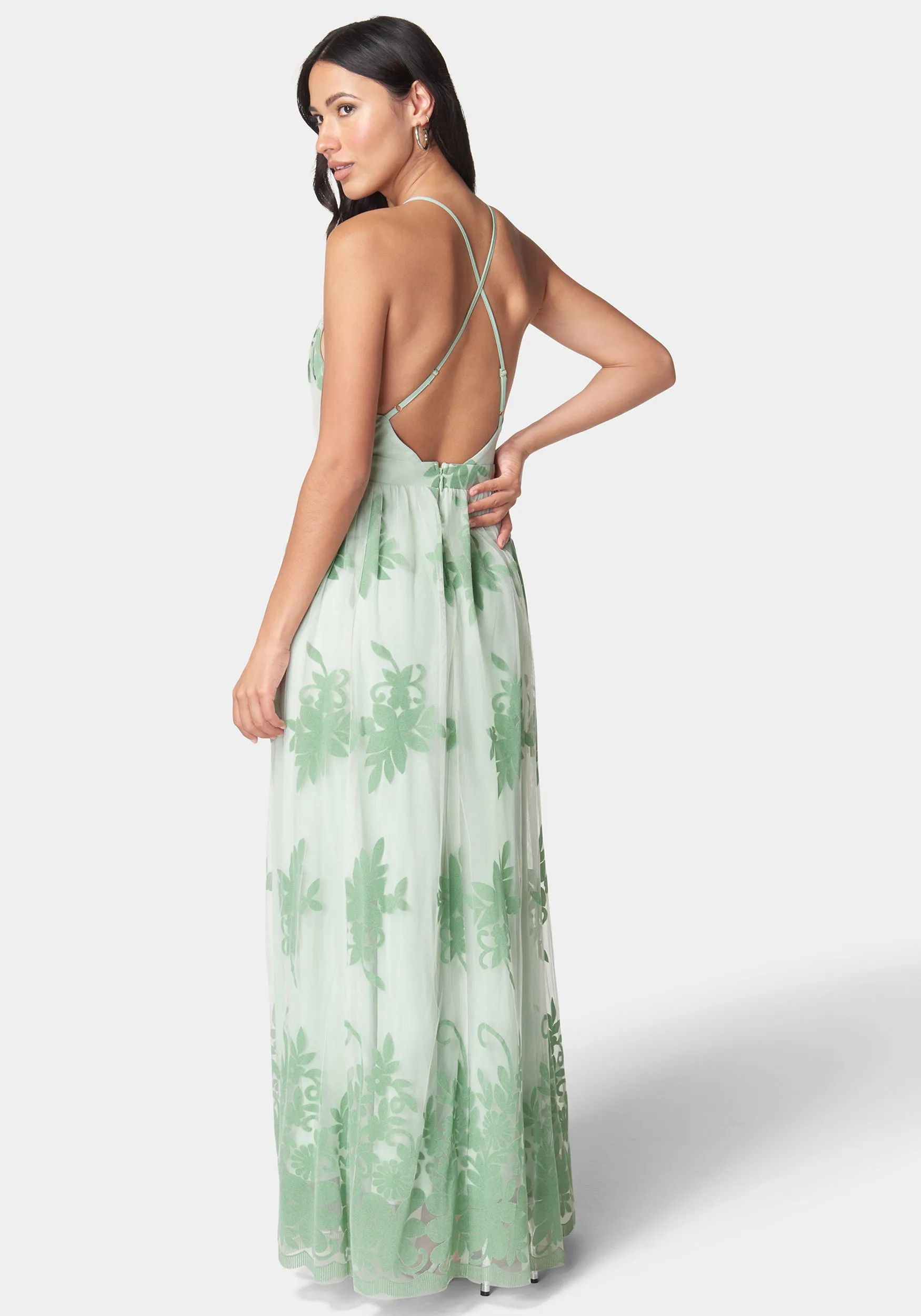 Plunge Neck Embroidered Maxi Dress sold by Bebe product image thumbnail 3