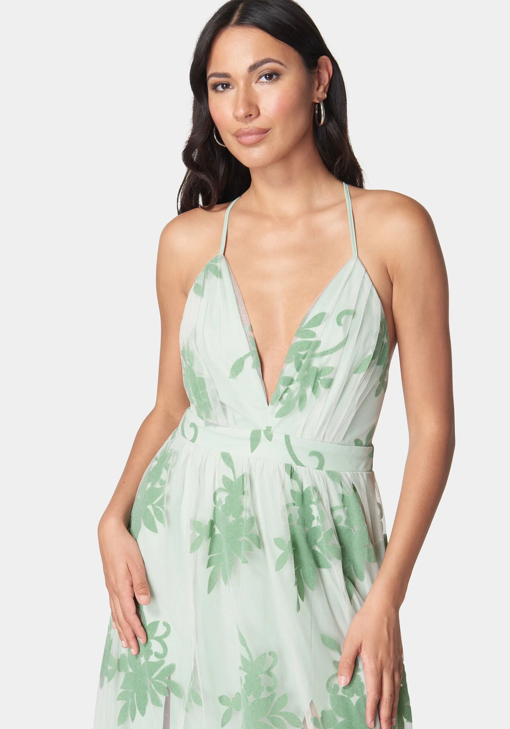 Plunge Neck Embroidered Maxi Dress sold by Bebe product image thumbnail 4