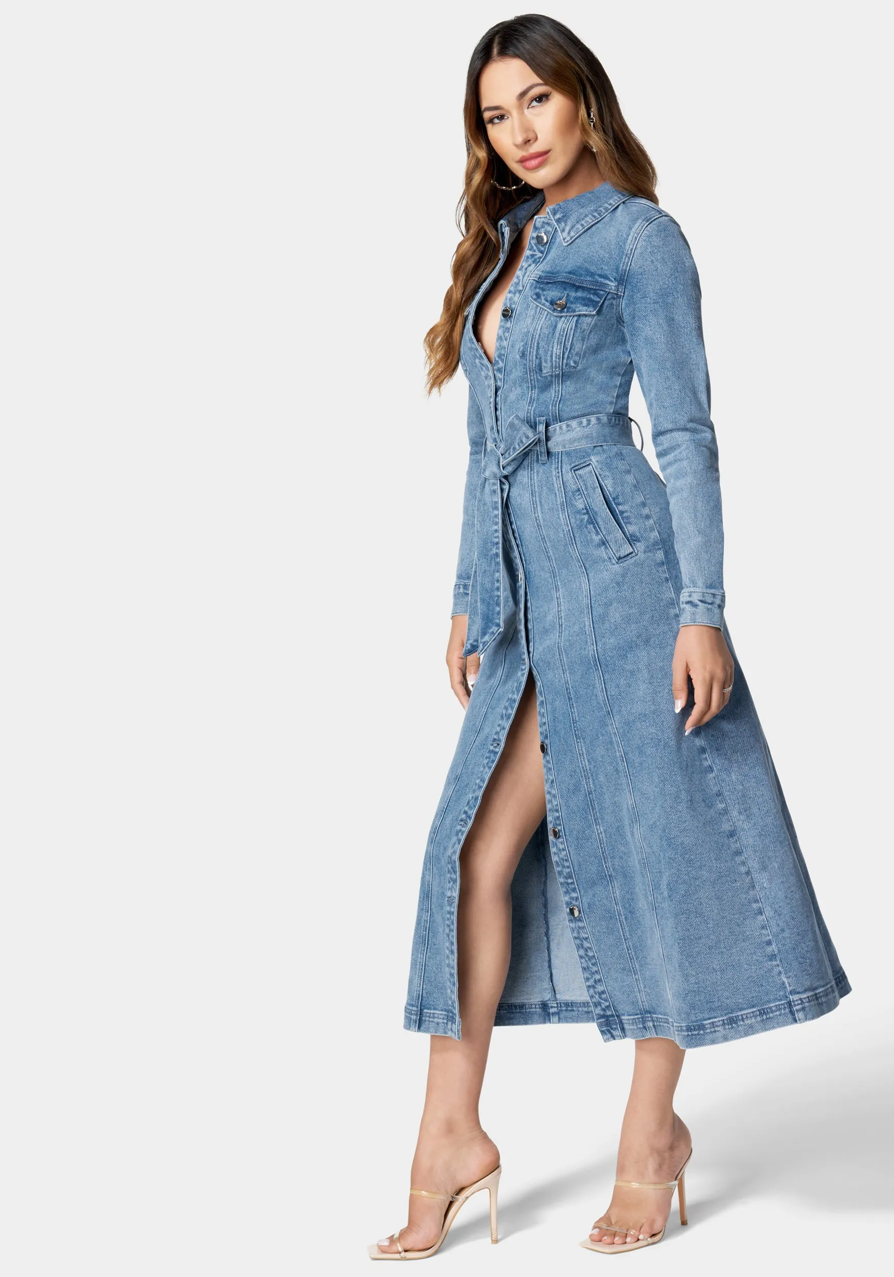 Button Down Long Denim Dress sold by Bebe product image thumbnail 3