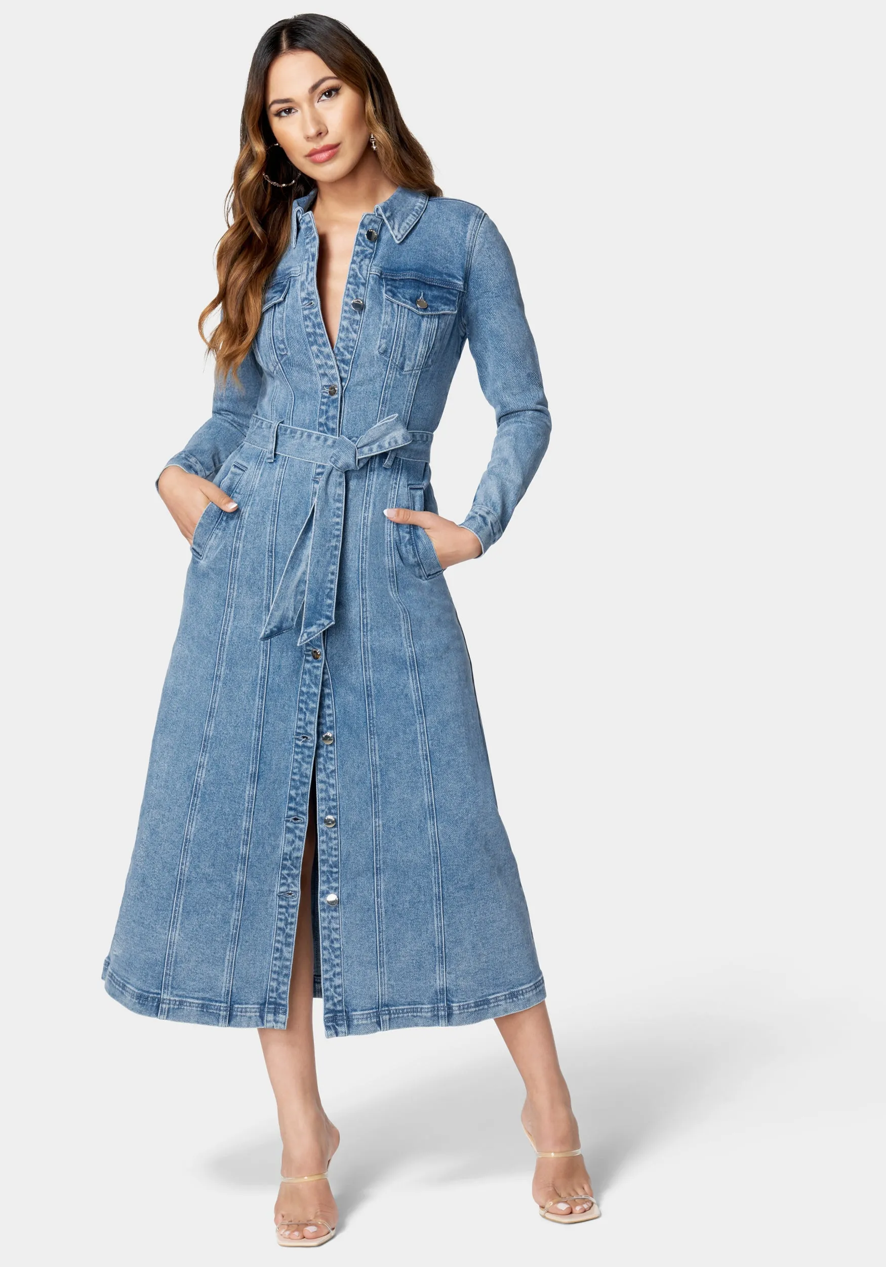 Button Down Long Denim Dress sold by Bebe product image thumbnail 2