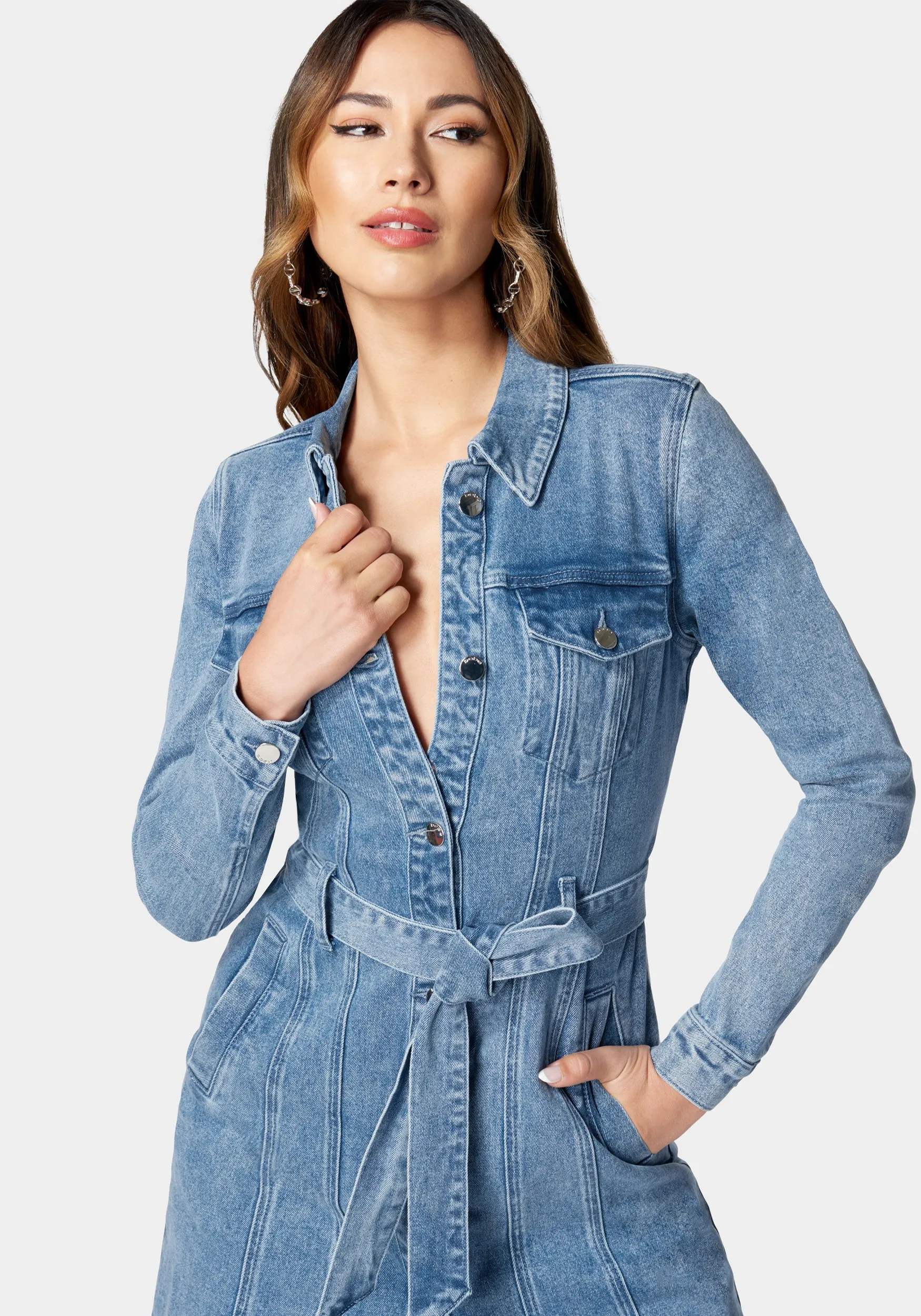 Button Down Long Denim Dress sold by Bebe product image thumbnail 5