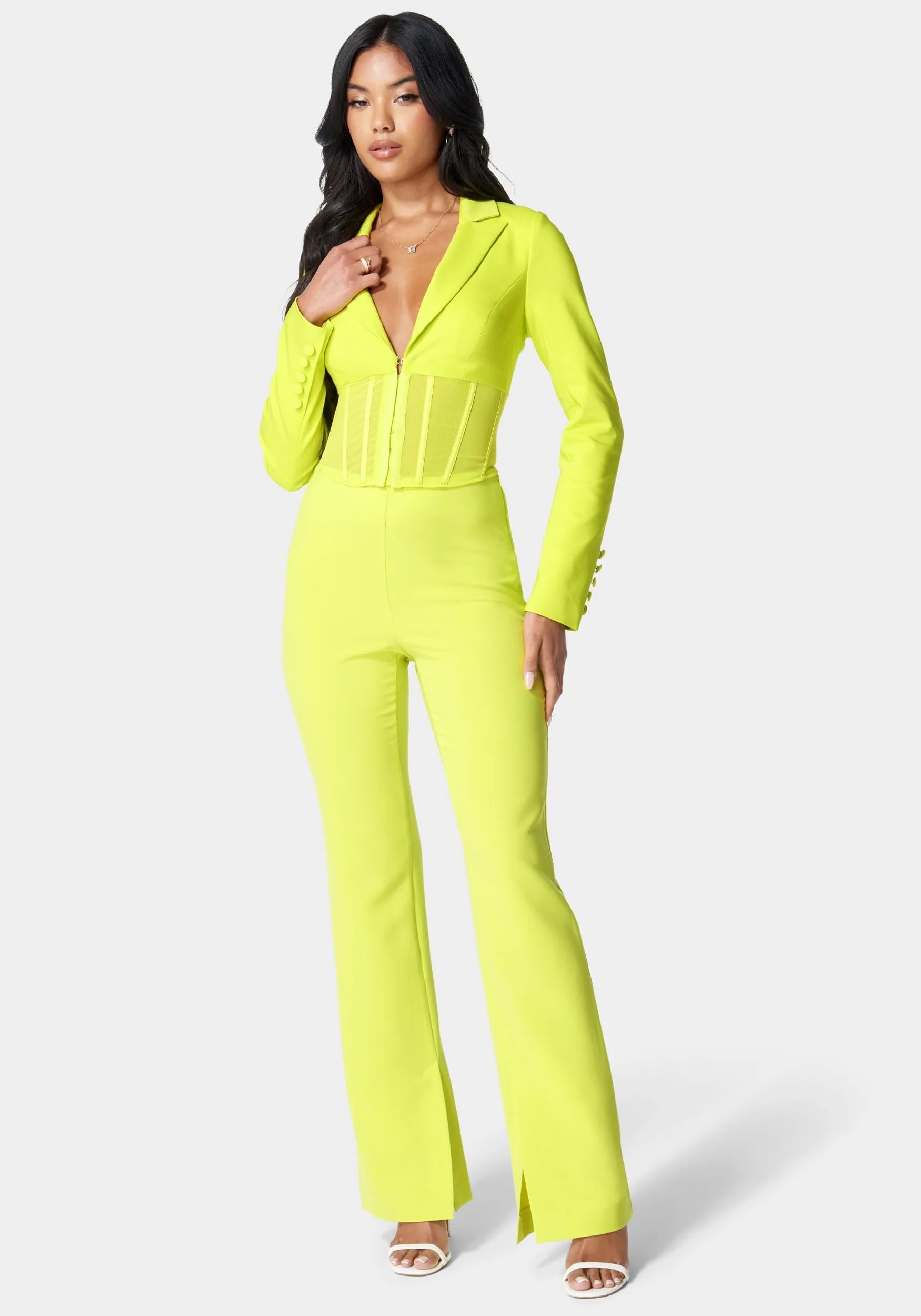 High Waist Wide Leg Side Slit Tailored Pant sold by Bebe