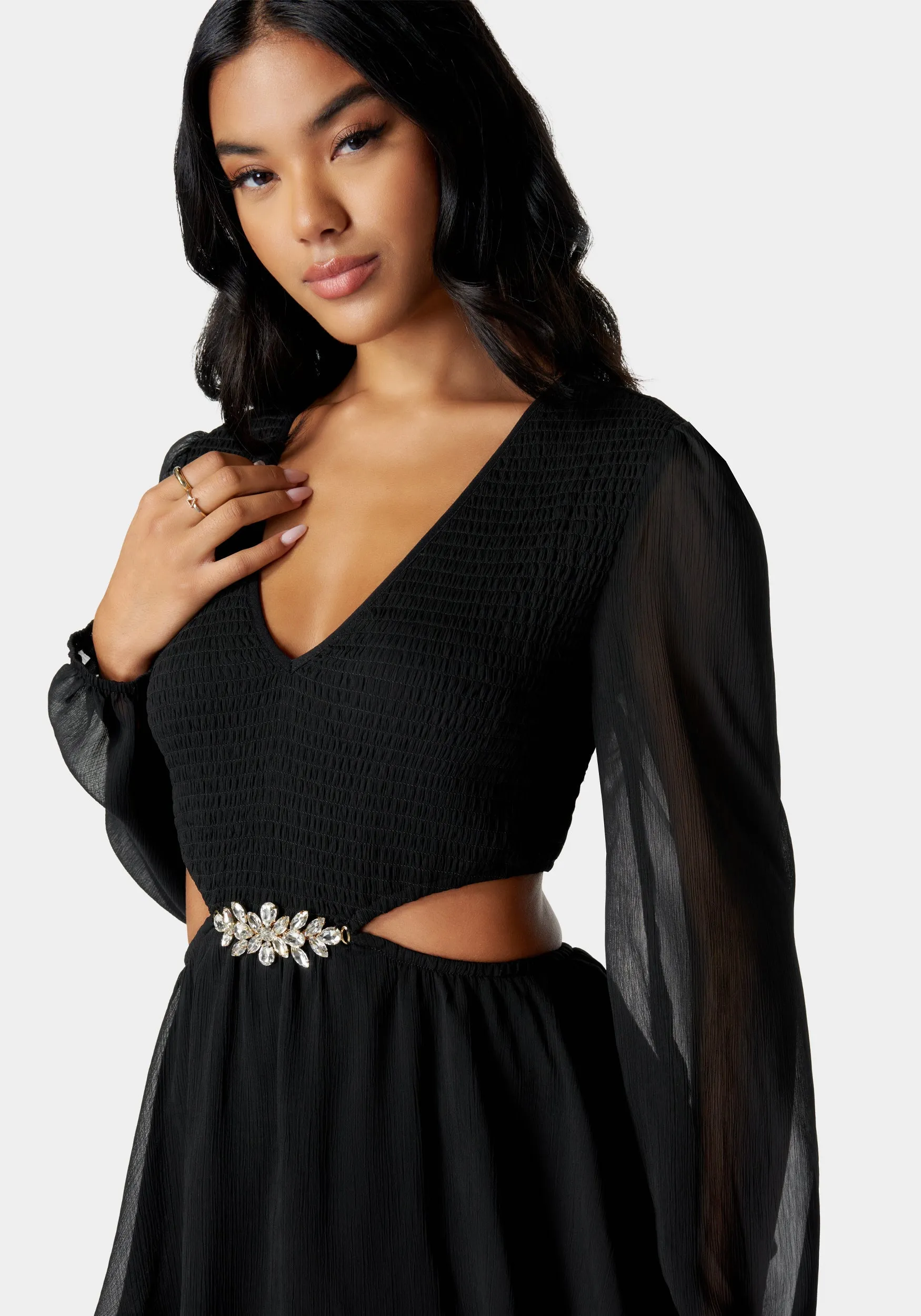 Side Cutout Ruffle Romper sold by Bebe product image thumbnail 5