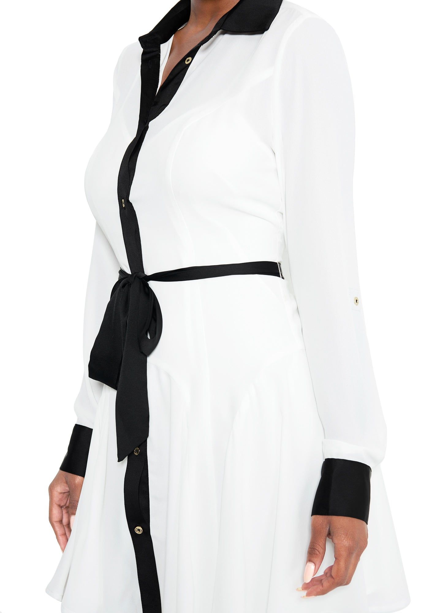 Colorblock Chiffon Shirtdress sold by Bebe product image thumbnail 4