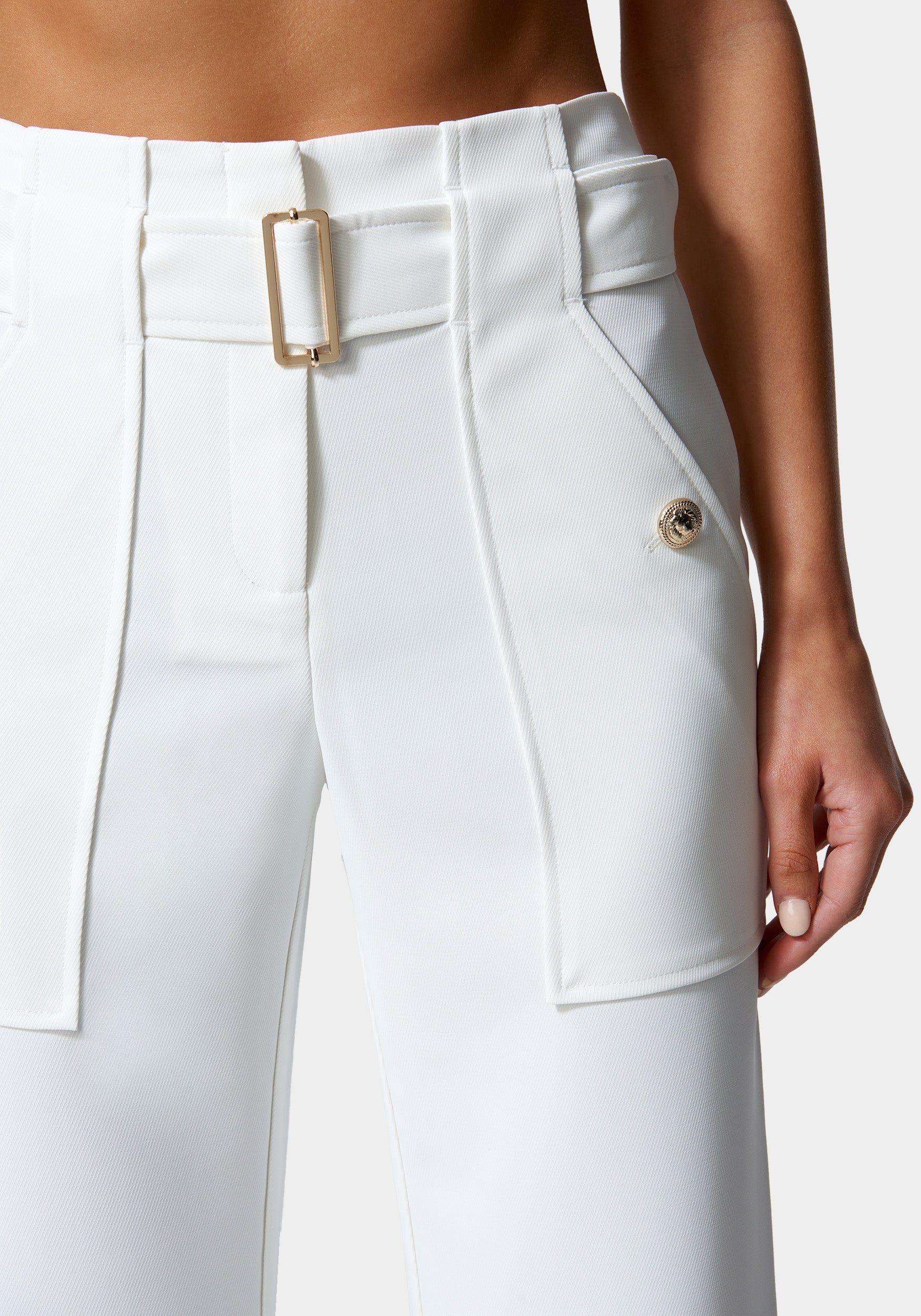 High Waist Twill Belted Wide Leg Pant sold by Bebe product image thumbnail 5