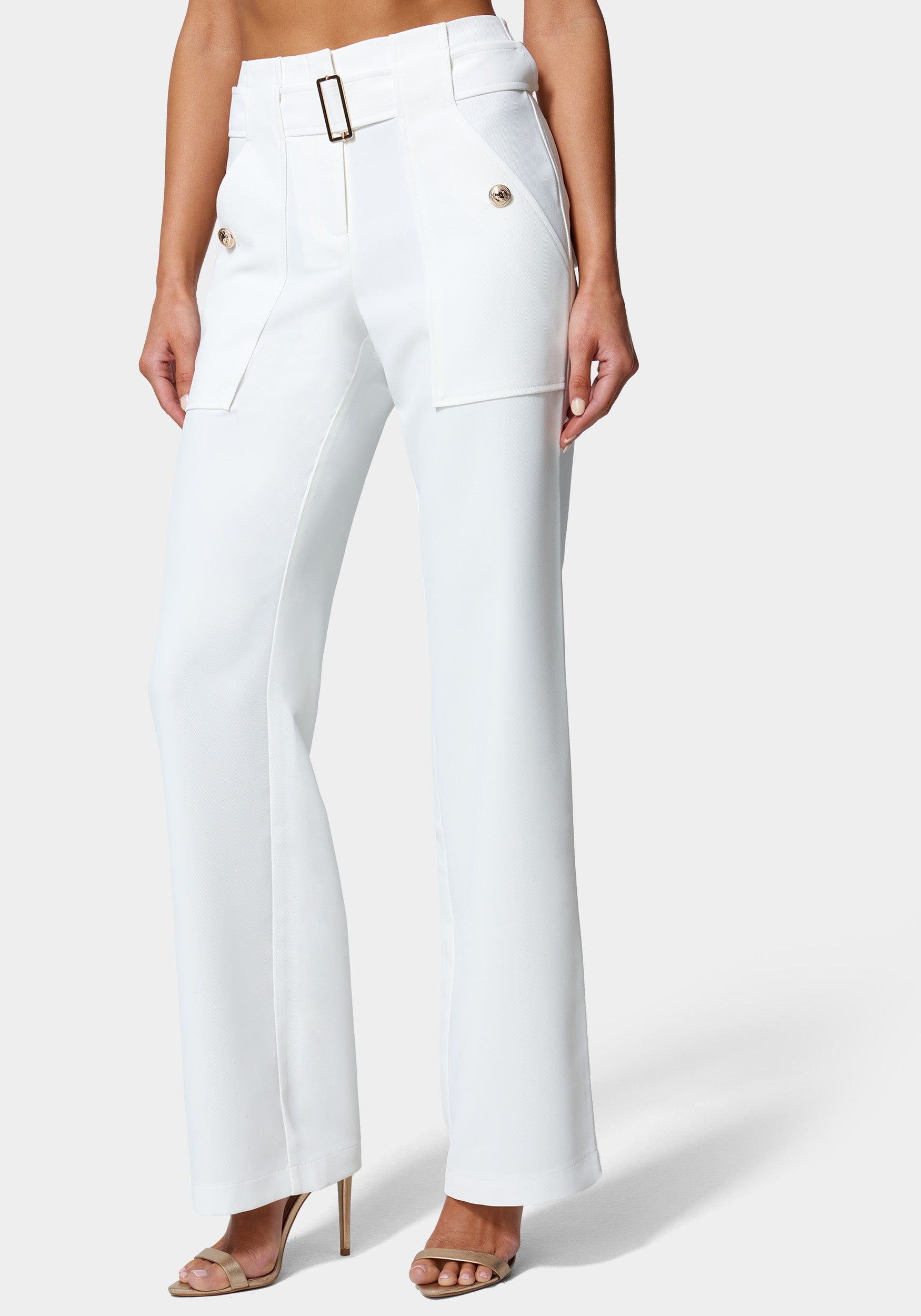 High Waist Twill Belted Wide Leg Pant sold by Bebe product image thumbnail 2
