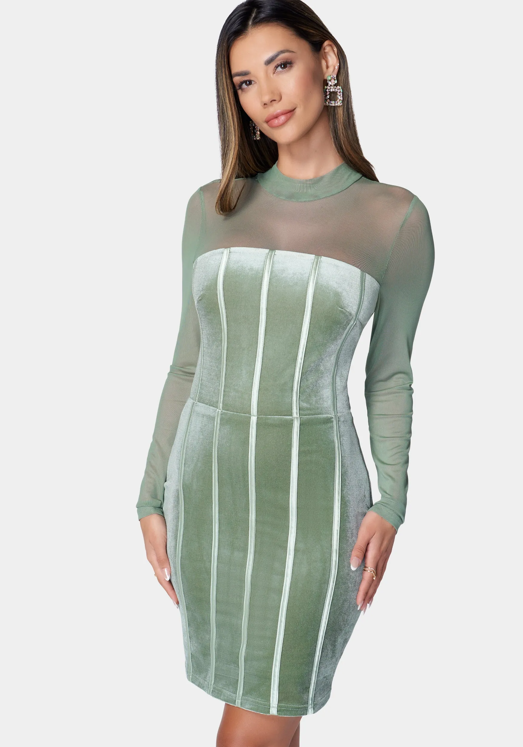 Mesh and Velvet Bodycon Dress sold by Bebe product image thumbnail 2