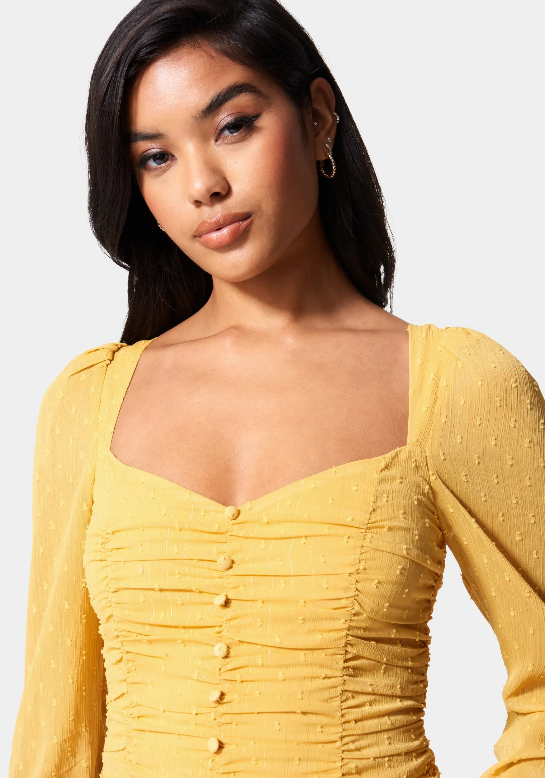 Puff Sleeve Ruched Woven Top sold by Bebe product image thumbnail 4