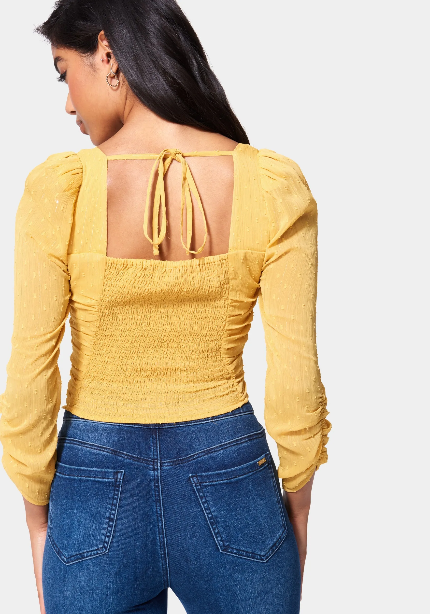 Puff Sleeve Ruched Woven Top sold by Bebe product image thumbnail 2