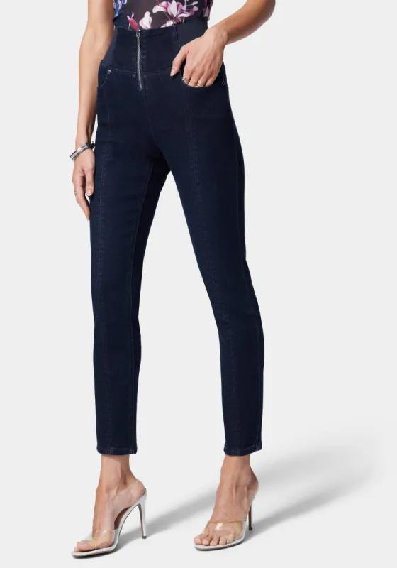 Zip Front Elastic Skinny Jean sold by Bebe