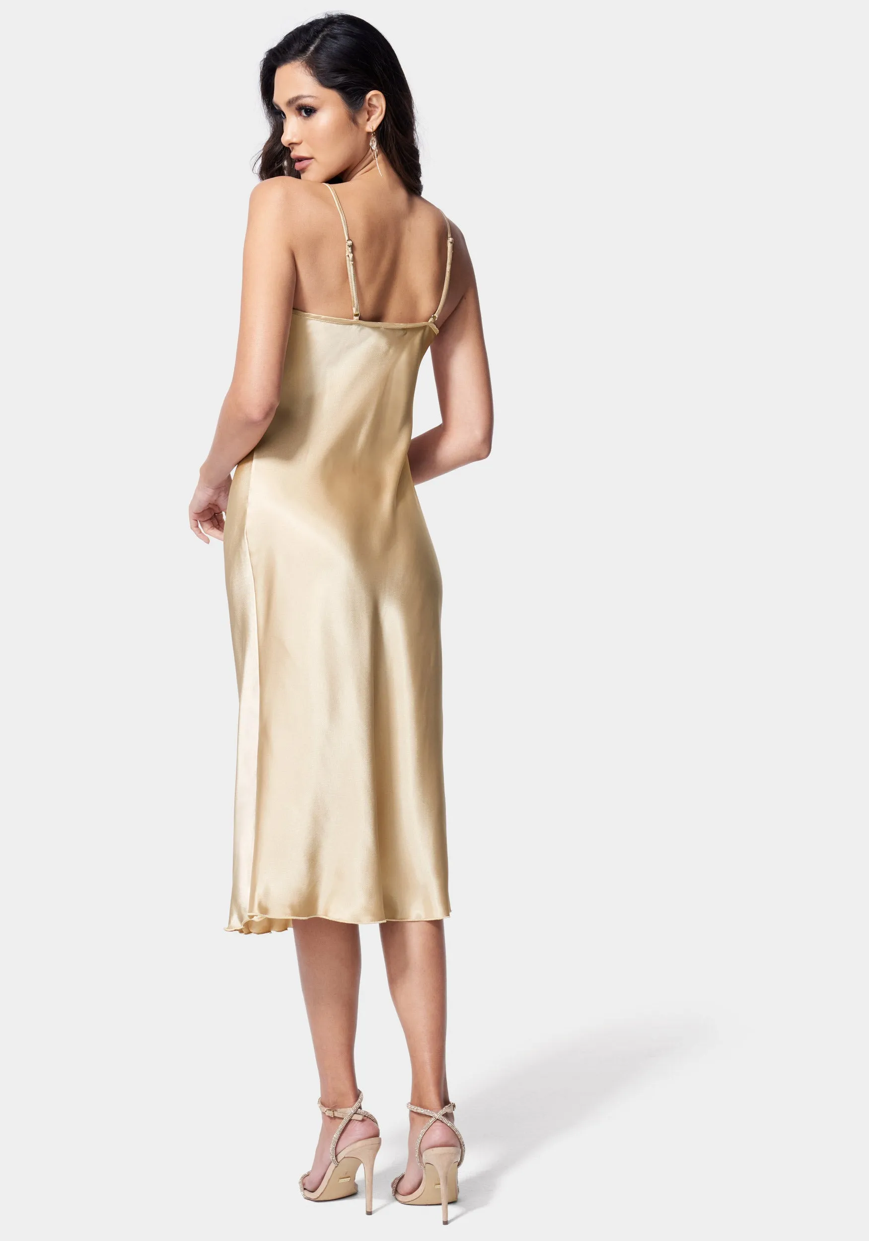 Satin Cowl Neck Slip Midi Dress sold by Bebe product image thumbnail 3