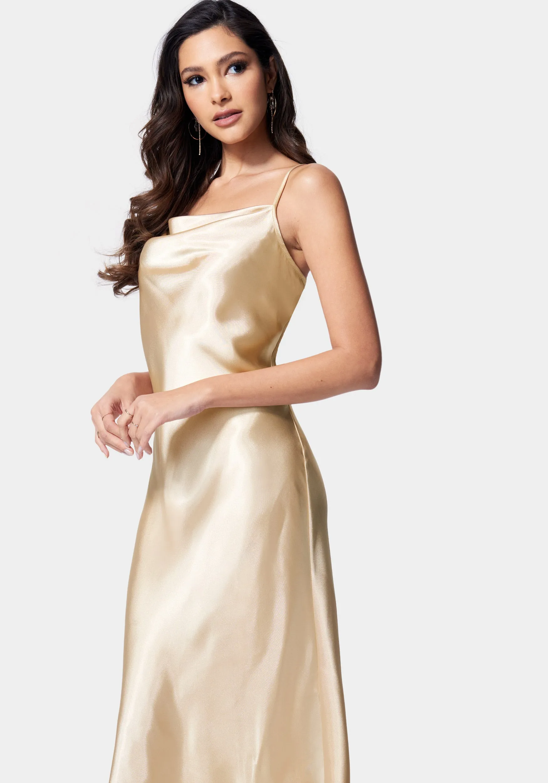 Satin Cowl Neck Slip Midi Dress sold by Bebe product image thumbnail 2